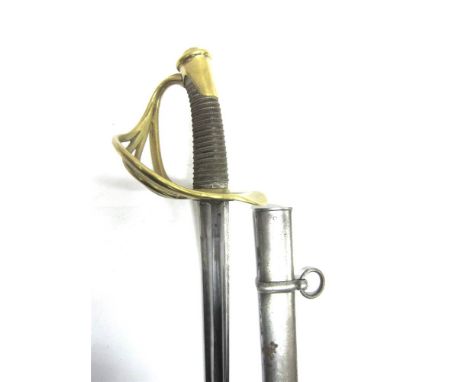 AN EARLY 19TH CENTURY STYLE FRENCH CUIRASSIER'S SWORD the 95.5cm double fullered spear-point blade with rubbed poincons, and 