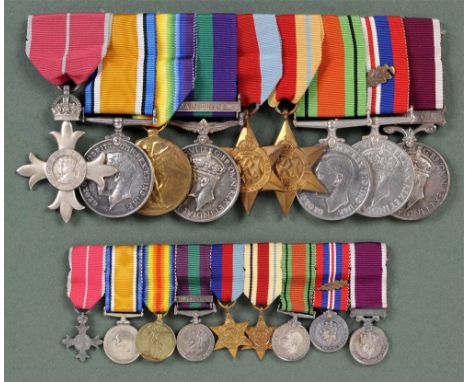 A GREAT WAR & SECOND WORLD WAR M.B.E., M.I.D. GROUP OF NINE MEDALS TO MAJOR T. STIBBS, ROYAL SIGNALS comprising the Member of