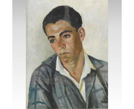 Edgar Pritchard *ARR, (1908-1984), portrait of a Portuguese boy, signed, oil on board, 47 x 36cm