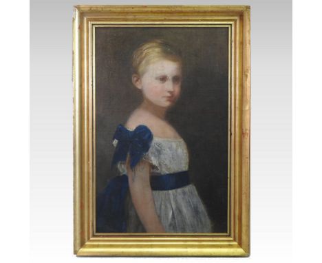 English school, (early 20th century), portrait of a girl, oil on canvas laid on board, 58 x 37cm