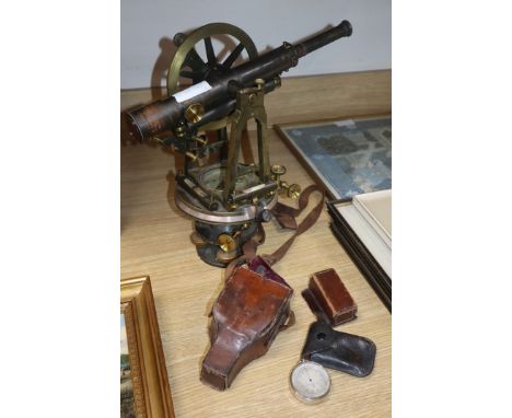 A 19th century brass theodolite and a Casella compass surveying instrument