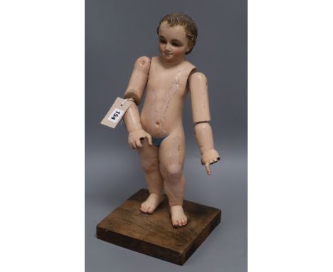 An early articulated artist's mannequin lay figure; with glass eyes, c.1860's, wooden mounted