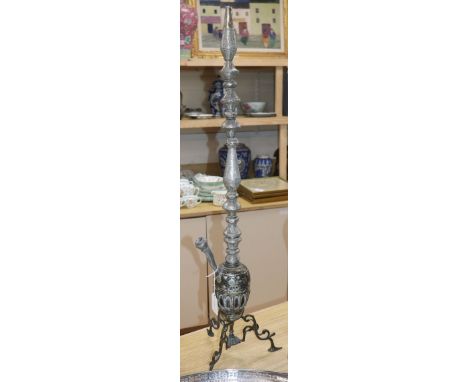 An Eastern silver and plated engraved hookah
