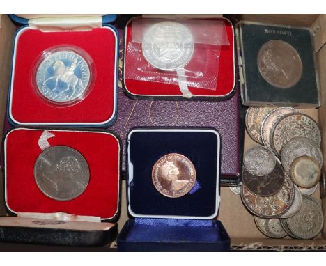 A George III silver crown and a collection of sundry silver and copper coinage