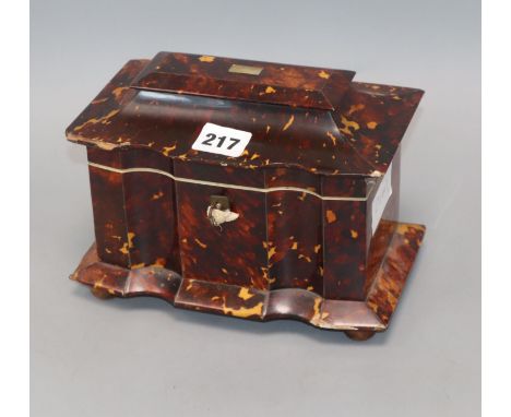 A 19th century tortoiseshell tea caddy