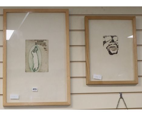 David Oxtoby (b.1938), two limited edition prints, 'Bessie' and '62 Again', signed and dated 79/75, 13/85, 3/25, 56 x 36cm an