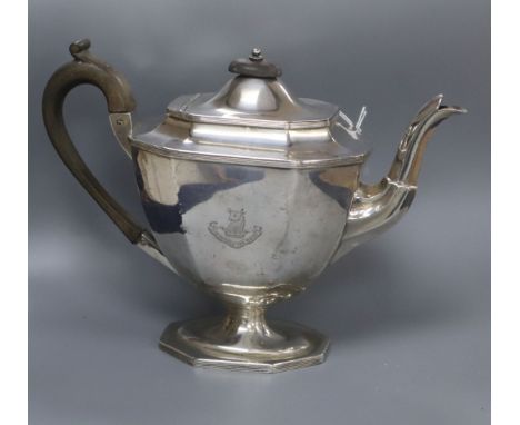 An Edwardian silver pedestal coffee pot, Thomas Bradbury &amp; Sons, Sheffield, 1907, gross 16 oz.
