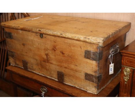 A Victorian pine trunk, W.87cm