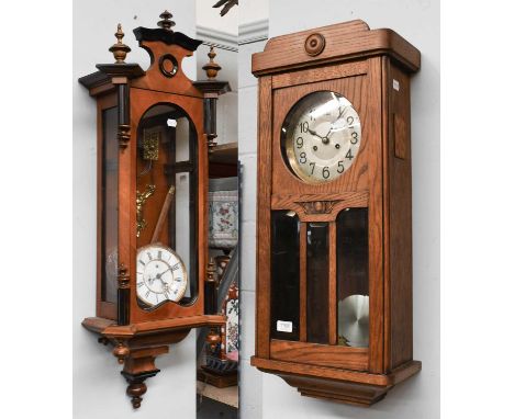 A Vienna Type Striking Wall Clock, circa 1900, together with an Art Deco Striking Wall Clock, and a Modern Longcase Clock (3)