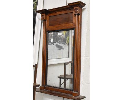 A Mahogany Framed Pier Glass, with mercury plate and lower shelf, 52cm by 75cm