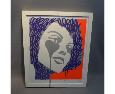 Pure Evil (Contemporary British) 'Carlo Ponti's Nightmare (Sophia Loren)', silkscreen with acrylic paint, 1/1, signed in penc