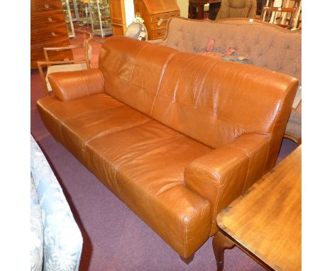 A Danish brown tan leather sofa