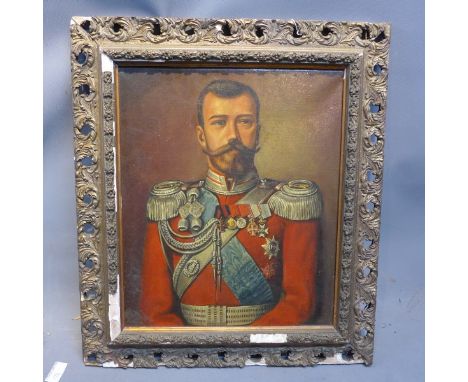 Late 19th/early 20th Century Continental school, a portrait of Tsar Nicholas II of Russia, oil on canvas. 40x34cm 