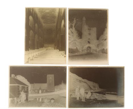 AN EXTENSIVE COLLECTION OF GLASS PLATE PHOTOGRAPHIC NEGATIVES including views of Shaftesbury Abbey, coastal landscapes and ar