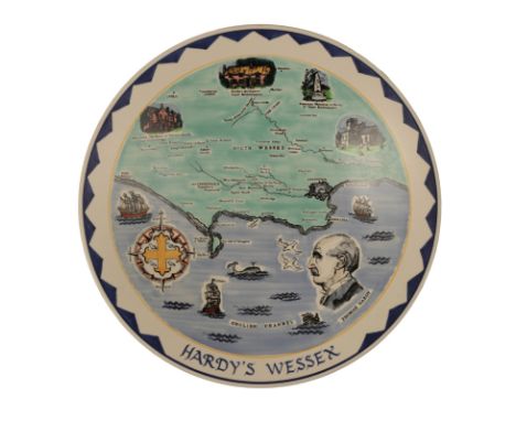 HARDY'S WESSEX' A LIMITED EDITION POOLE POTTERY CHARGER made for the Thomas Hardy Festival, Dorchester, July 1968, number 39 