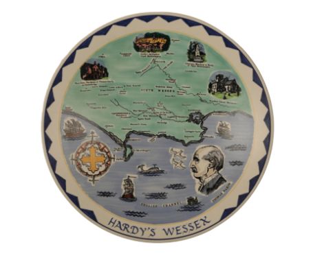 HARDY'S WESSEX' A LIMITED EDITION POOLE POTTERY CHARGER made for the Thomas Hardy Festival, Dorchester, July 1968, number 40 