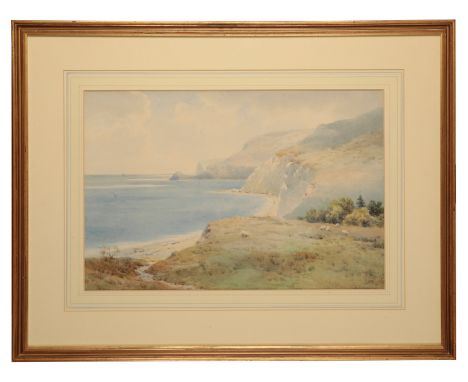 ELLIOT HENRY/HAIGH MARTEN (FL. 1886-1910) A Dorset Coastline with sheep grazing near cliff edges to the foreground, signed lo