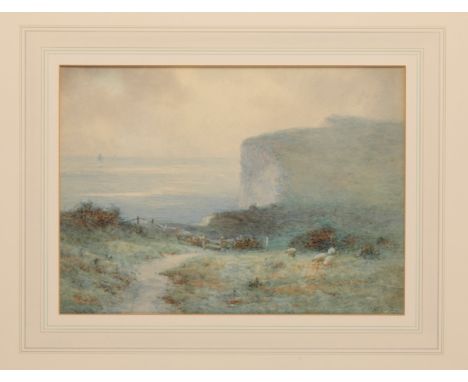 ELLIOT HENRY/HAIGH MARTEN (FL. 1886-1910) 'On the cliffs near Lulworth, Dorset' signed lower right, watercolour, 23cm x 32cmE