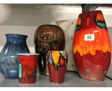 Five various modern Poole Pottery Living Glaze vases.