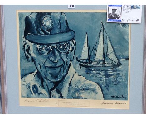 J. Lawrence Isherwood: Framed and glazed Limited Edition print; Lone Adventurer (Francis Chichester), 46/75, signed in pencil