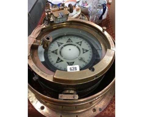 A large brass cased Bergen Nautik Azimuth circle ship's compass, Patt 160119 KLH/377/ZM. Diameter 12''.