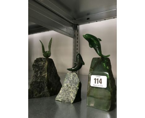 Three various jade style ornaments.