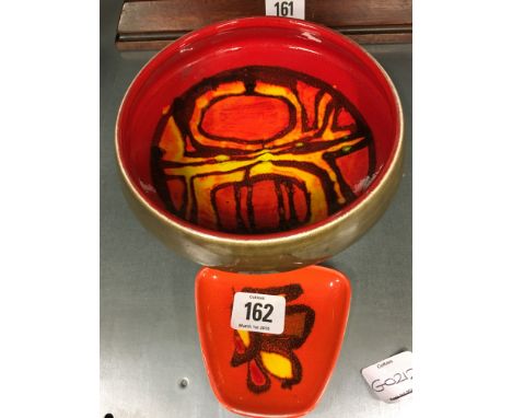 A Poole Pottery Delphis bowl, shape 88, decorated by Carol Cutler together with a pin tray.