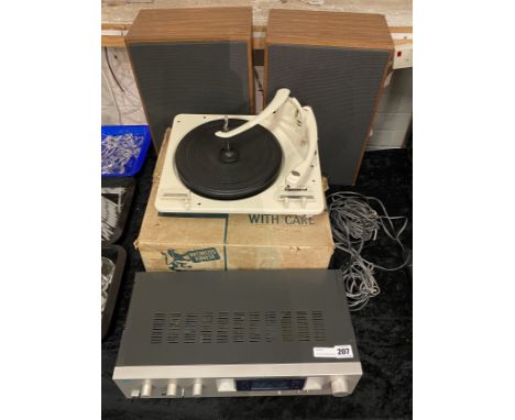 VINTAGE GARRARD MODEL 209 TURNTABLE (BOXED) WITH SANSUI A505 AMPLIFIER &amp; PAIR OF RARE ELLIS SMITH SPEAKERS