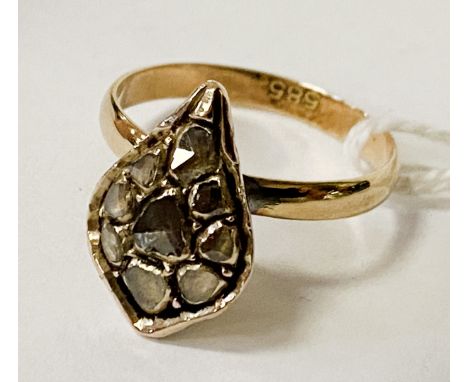 18CT GOLD ROSE CUT DIAMOND RING SIZE P