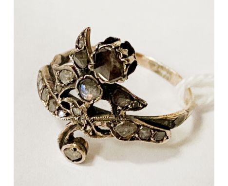 GOLD &amp; ROSE CUT DIAMOND RING SIZE M