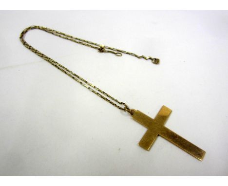 9ct Gold Cross on light gold chain (a/f) 