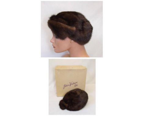 Ladies Vintage Mink Hat in John Vickers Ltd. hat box 