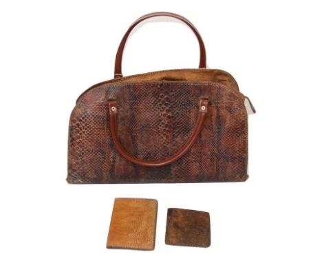 Vintage Snakeskin Bag &amp; 2 Lizard? Skin Wallets, one marked Nigeria (3) 