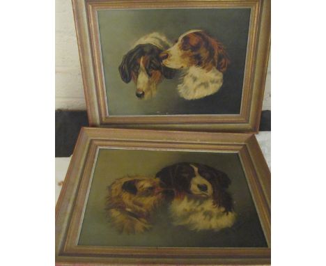 M. Howard pair of oils dogs
