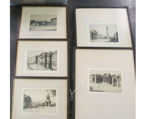M Rudge - five signed etchings views of Dublin
