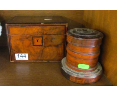A 19th Century tea caddy and lace box