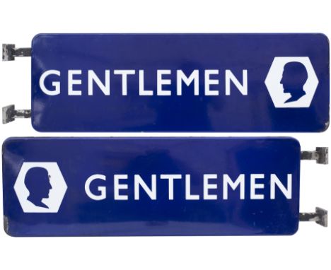 BR(E) FF enamel sign GENTLEMEN with silhouette pictogram. Double sided with original mounting bracket. Both sides are in very