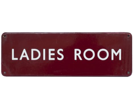 BR(M) FF enamel doorplate LADIES ROOM. In very good condition with a well executed repair to the bottom left hand corner. Mea