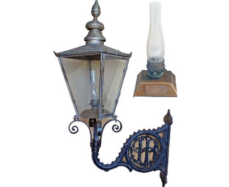 Furness Railway wall mounted station platform Oil Lamp from Dalton station. The lamp case is in very good condition and stand