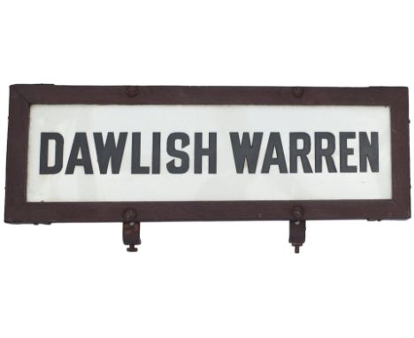 GWR lamp tablet DAWLISH WARREN from the famous station on the coastal line between Teignmouth and Exeter. Engraved china glas