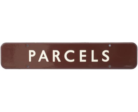 BR(W) FF enamel doorplate PARCELS. In virtually mint condition, measures 18in x 3.5in.