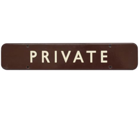 BR(W) FF enamel doorplate PRIVATE. In very good condition with minor edge chipping measures 18in x 3.5in. 