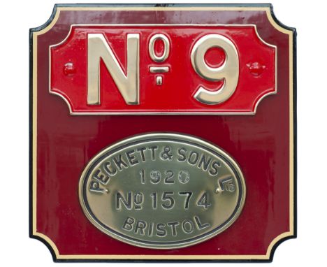 Worksplate PECKETT &amp; SONS LTD BRISTOL No 1574 1920 ex M5 0-4-0 ST built to standard gauge with an open top cab and suppli