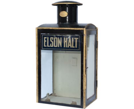 Cambrian Railway wall mounted Platform Lamp with original station name paper lamp tablet ELSON HALT. The case is plated CAM R