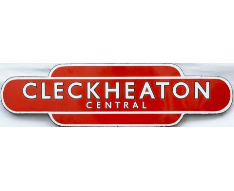 Totem BR(NE) FF CLECKHEATON CENTRAL, with black edged letters, from the former London North Western and Lancashire &amp; York