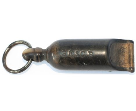 South Eastern &amp; Chatham Railway bone whistle stamped SE&amp;CR. Measures 2.75in long.