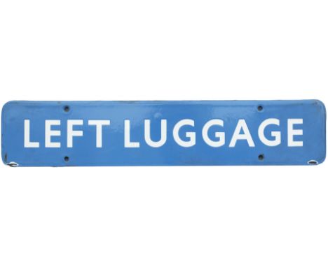 BR(SC) FF enamel doorplate LEFT LUGGAGE. In very good condition with minor edge chipping. Measures 18in x 3.5in.