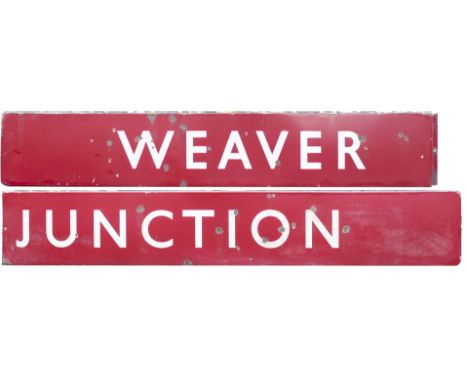 BR(M) FF enamel signal box board WEAVER JUNCTION from the former box opened in 1961 and closed around 2012 and situated where