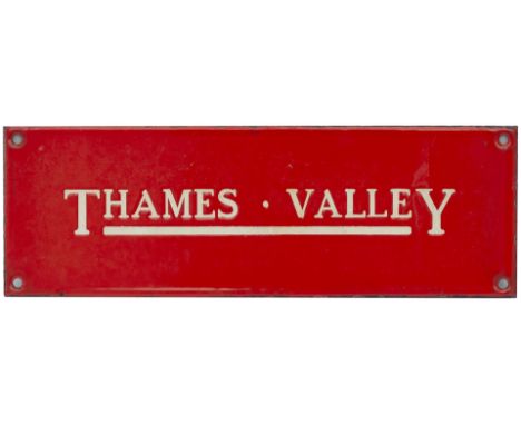 Bus motoring enamel timetable heading THAMES VALLEY. In excellent condition measures 9in x 3in. 