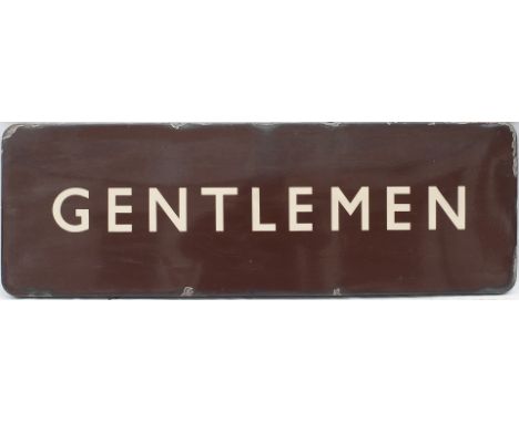 BR(W) FF enamel sign GENTLEMEN. In good condition with minor edge chipping. Measures 36in x 12in.
